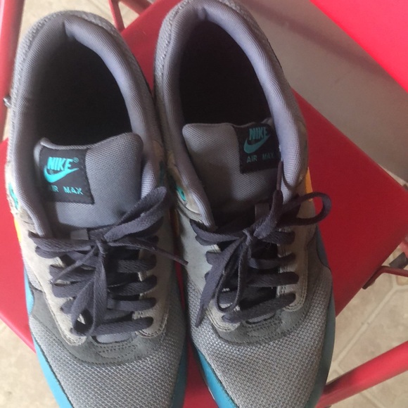 Mens Nike Air Max 1 Essential Cool Grey Catalina Aqua - Picture 5 of 7